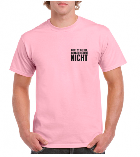 Bingolinchen Herrenshirt "Gott verzeiht" Link Pink
